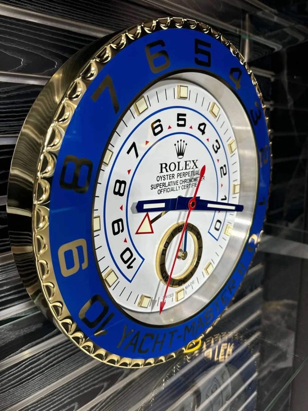 YACHT-MASTER II Yellow Gold Wall Clock | Blue Bezel Insert | White Dial